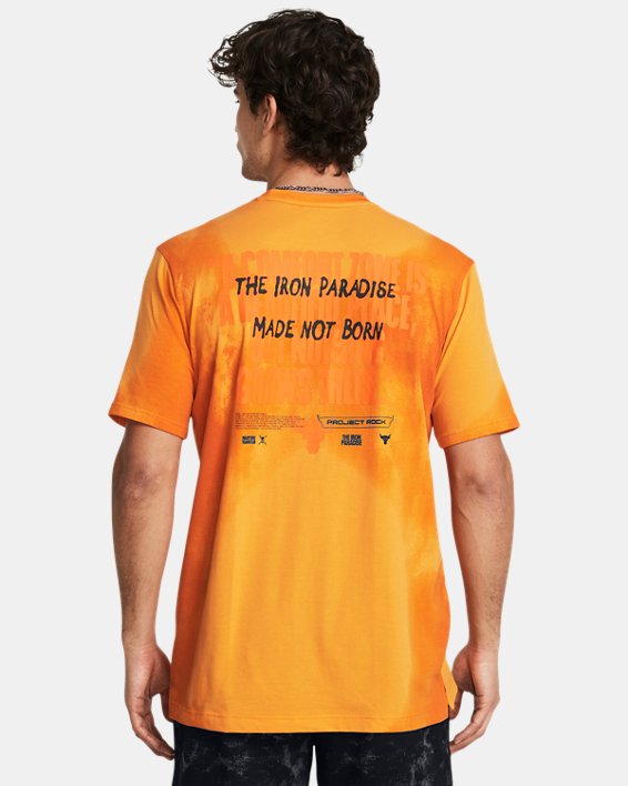 Camiseta de manga corta estampada Project Rock Sun Wash para hombre, Orange, pdpMainDesktop image number 1